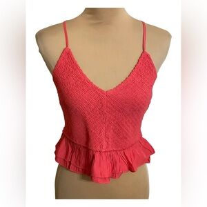 DO+BE ~Pink Ruffled Spaghetti Strap Top NWT Large